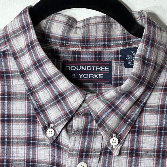 Roundtree & Yorke Shirt Men’s Size XL Plaid Multicolor Button Down Cotton Casual - Picture 6 of 11